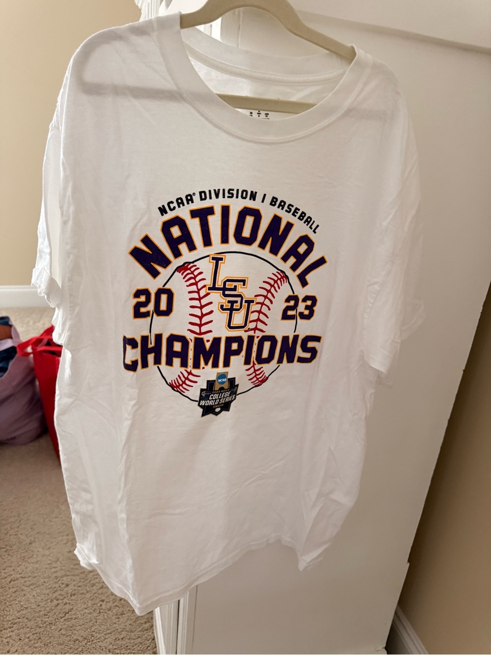 LSU 2023 National Champions White Baseball Tee